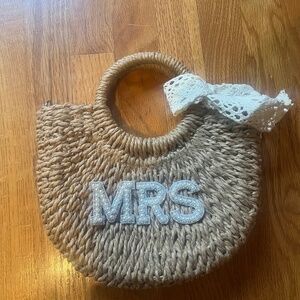 NWT "MRS" Straw Purse